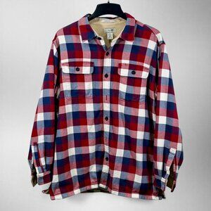 L.L.Bean Fleece Lined Flannel Shirt Jacket Shacket Mens Large Plaid